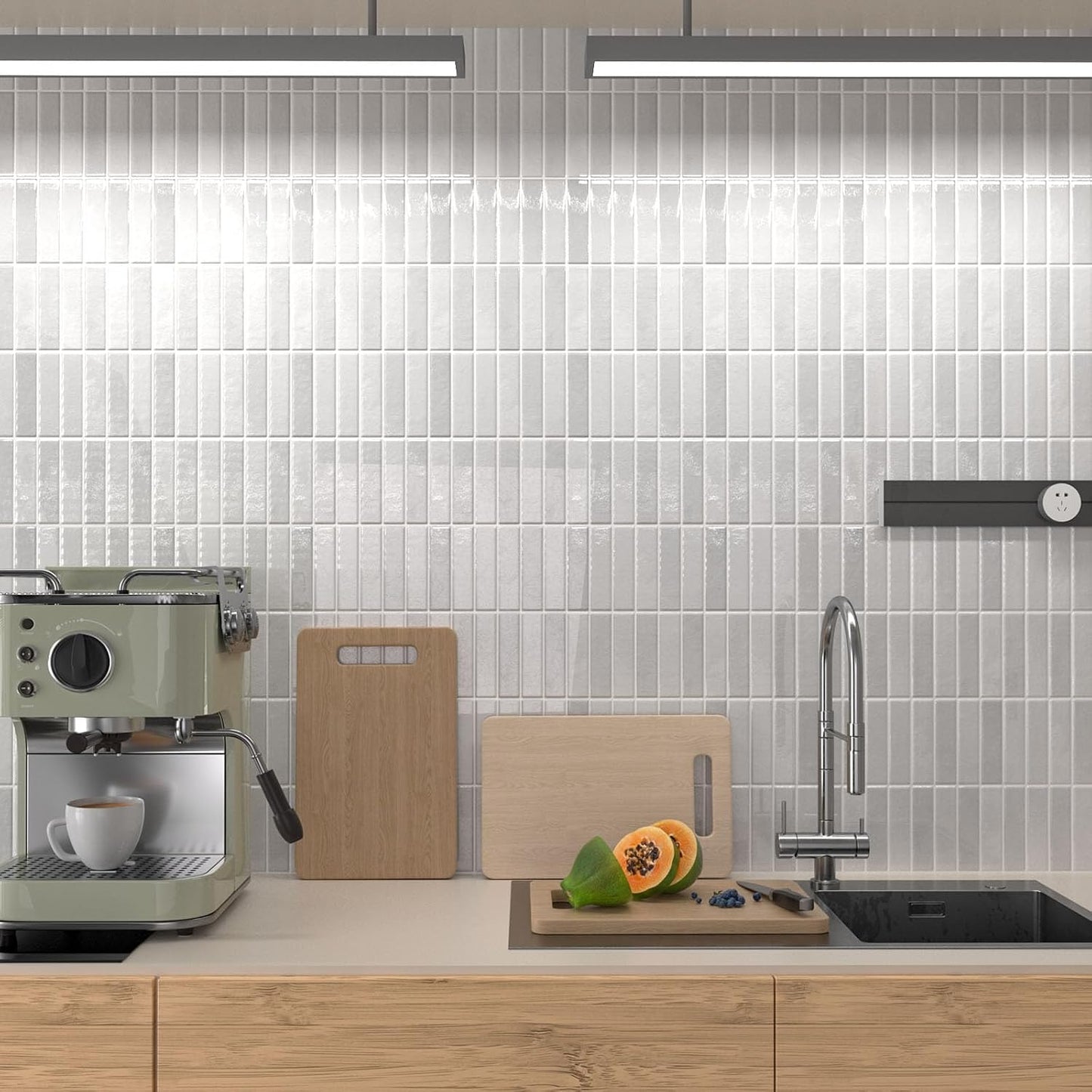Peel and Stick Backsplash Tile for Kitchen, 10 Sheets, 11.42''x9'' | Beige Gray 3D Self Adhesive Wall Tile Back Splash for Kitchen, Bathroom, Laundry Room