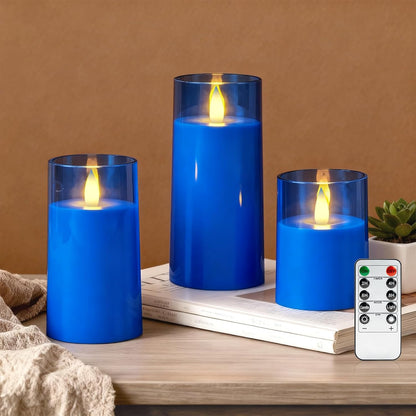 Raycare Flameless Electronic Pillar Candles with Remote Control and Timer- Battery Operated Realistic Flickering LED Fake Candle for Home, Wedding, Valentine's Day, Decor,White,Set of 2(3"x6"6")