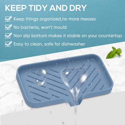 Kitchen Soap Tray,Kitchen Sink Tray Sponge Tray Kitchen Sponge Holder Self Draining Premium Silicone Soap Holder for Bathroom Counter Sink Caddy Organizer for Dish Soap Bottle,Soap Dispenser
