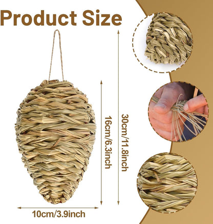 DECYOOL 2 Pack Fake Wasp Nest Decoy, Woven Reed Wasp Hornet Decoys | Hornet Deterrent Artificial Hanging Wasp Hornets Hive for Outdoor Patio Garden and Eave Wasp Yellow Jacket Hornets Protection