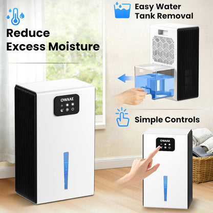 Dehumidifier, 1000 sq.ft Quiet Dehumidifiers for Home Bedroom Basement Bathroom with 95oz Water Tank, Sleep Mode, Auto Shut-Off 7 Colors LED Light, Black