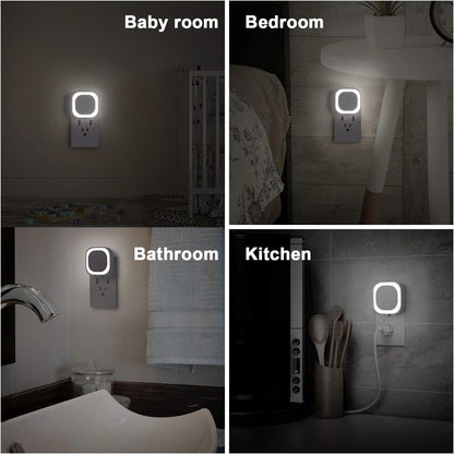 YUNLEX 2 Pack Red Night Light with Dusk to Dawn Sensor, Eye-Care Reflected Glow, 0% Blue Light True Red LED, 3-Level Brightness, Auto On/Off, Plug-in Nightlight for Sleep, Kids, Bedroom, Bathroom