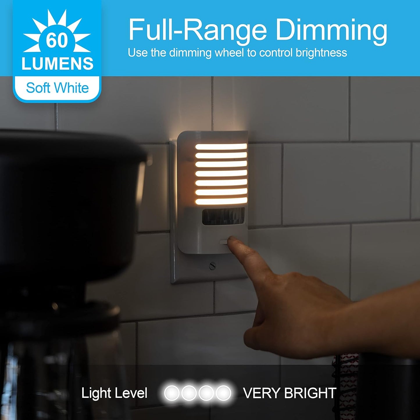 GE LED Night Light, Motion Sensing, Dimmable, Louver Shade, White, Plug-in, UL-Certified, Ideal Nightlight for Bedroom, Bathroom, Kitchen, Hallway and More, 67555
