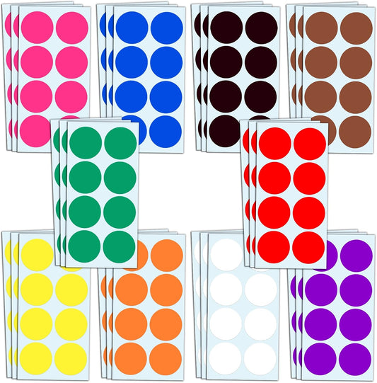 2" Round Large Colored Moving Stickers Labels - 10 Colors, Pack of 240