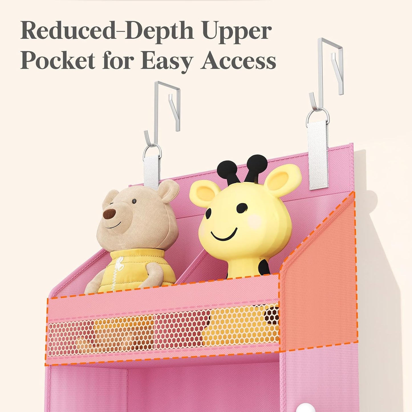 Lifewit 4 Tier Over the Door Diaper Organizer for Nursery, Large Heavy Duty Hanging Storage with 4 Mesh Side Pockets, Sturdy Back of Door Shelf for Baby Stuff Toy in Pantry, Laundry, Bathroom, Gray