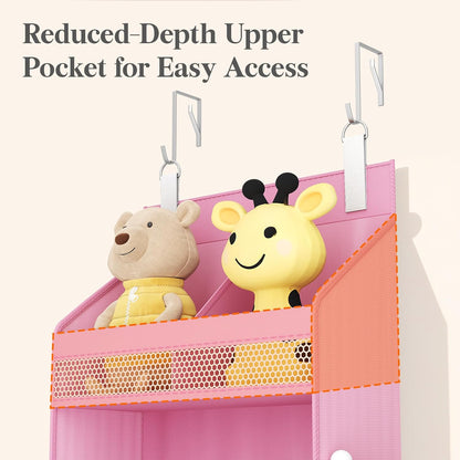 Lifewit 4 Tier Over the Door Diaper Organizer for Nursery, Large Heavy Duty Hanging Storage with 4 Mesh Side Pockets, Sturdy Back of Door Shelf for Baby Stuff Toy in Pantry, Laundry, Bathroom, Gray