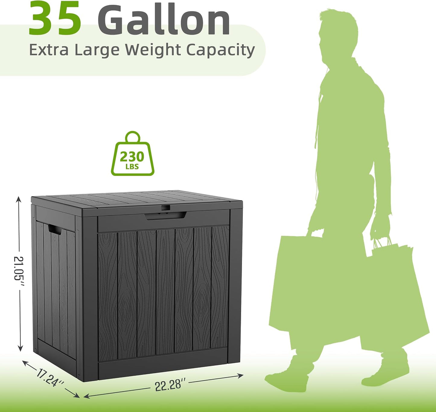 Vixzen 55 Gallon Deck Boxes Outdoor Waterproof, Lockable Resin Storage Box with lid for Furniture Cushions, Weatherproof Containers Outside Storage Boxes for Garden Patio Pool Tools(Black, 55 Gallon)