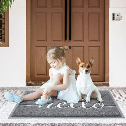 CozyBounty Black Door Mat Welcome Mats Outdoor Indoor Non-Slip Doormat for Entryway Low-Profile Floor Mat for Yard, Garage, High Traffic Areas (30"x17.5", Black)