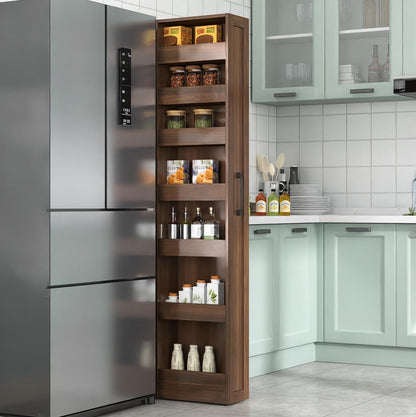 7 Tier Slim Rolling Storage Cart - Kitchen & Pantry Organizer, Narrow Storage Cabinet with Handle & Wheels, Spice Pull-Out Rack Next to Fridge Storage Shelf (White A-7 Tier Shelf Unit)
