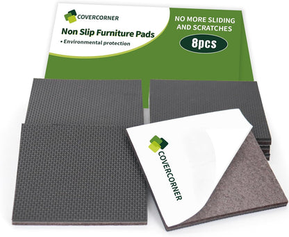 Non Slip Furniture Pads 36 PCS 1'' Square - Anti Slip Furniture Pads - Self Adhesive Rubber Feet Furniture Feet - Chair Leg Floor Protectors - Keep Furniture in Place