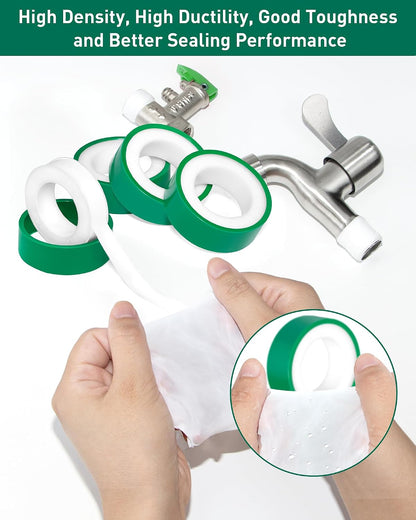 3 Roll Plumbers Tape, Teflon Water Pipe Sealing Tape, High-Density Thickening and Lengthen, High-Sealing Performance Waterproof Duct, Thread Seal, L 590 in x W 0.51 in. White