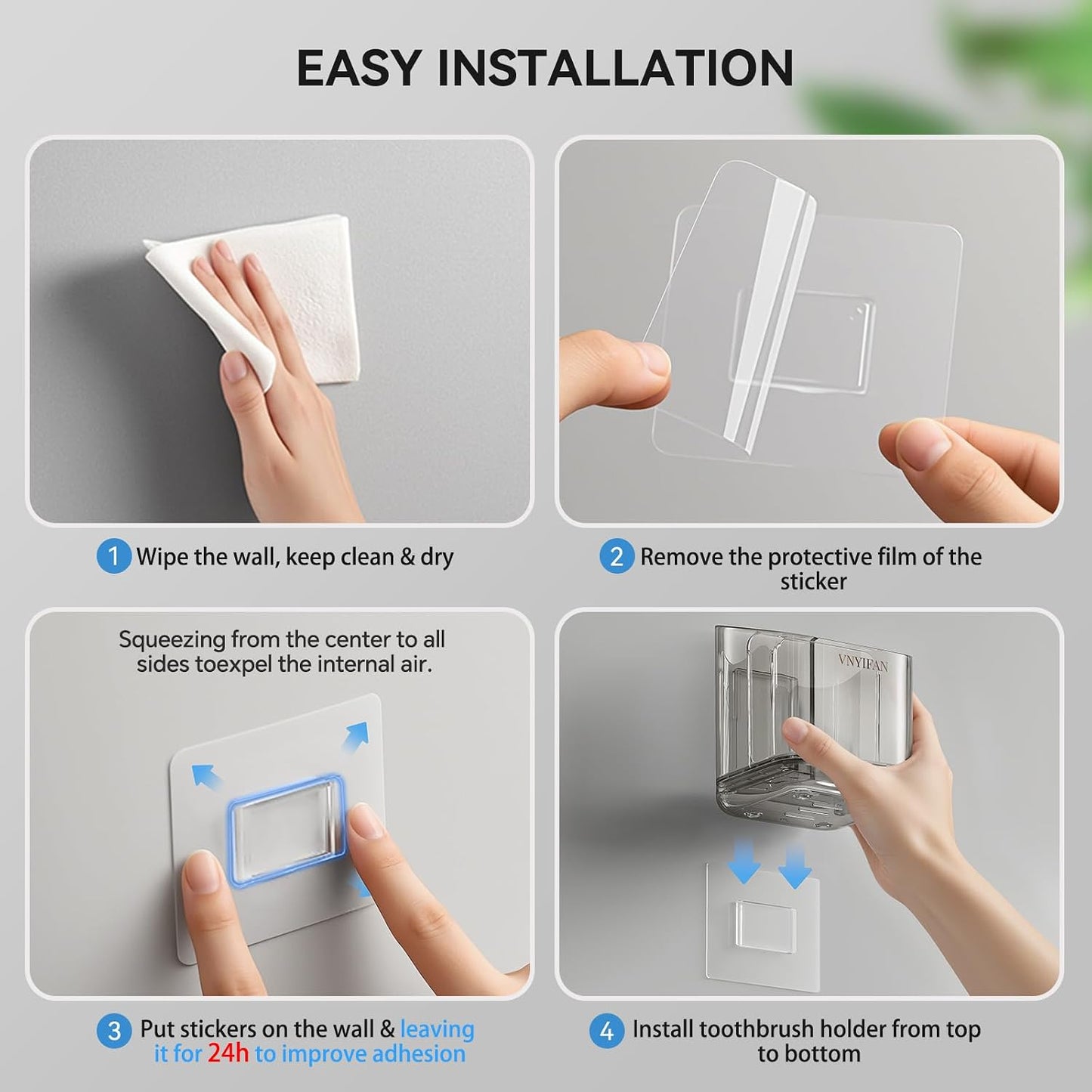 Toothbrush Holders for Bathrooms, 3 Slots Detachable Electric Toothbrush Holder Wall Mounted with Divider, Removable Tooth Brush and Toothpaste Holder Organizer for Bathroom/Kitchen/Office