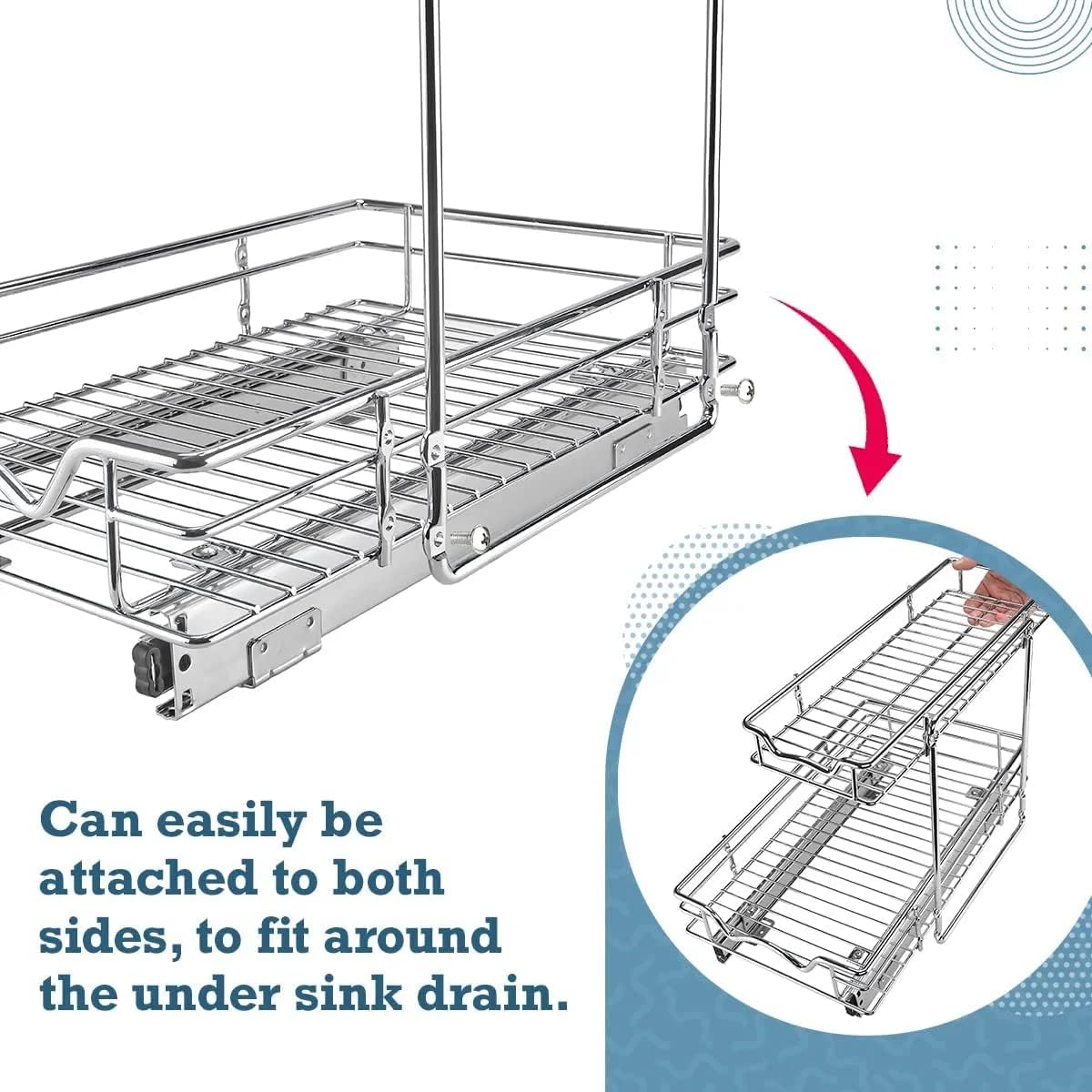 HOLDN’ STORAGE Under Sink Organizers and Storage, 11" W x 21" D x 15" H | 2-Tier Under-Sink Organizer, Full-Extension Slides, Keeps Cleaning Supplies, Bottles & Essentials Easy To Reach