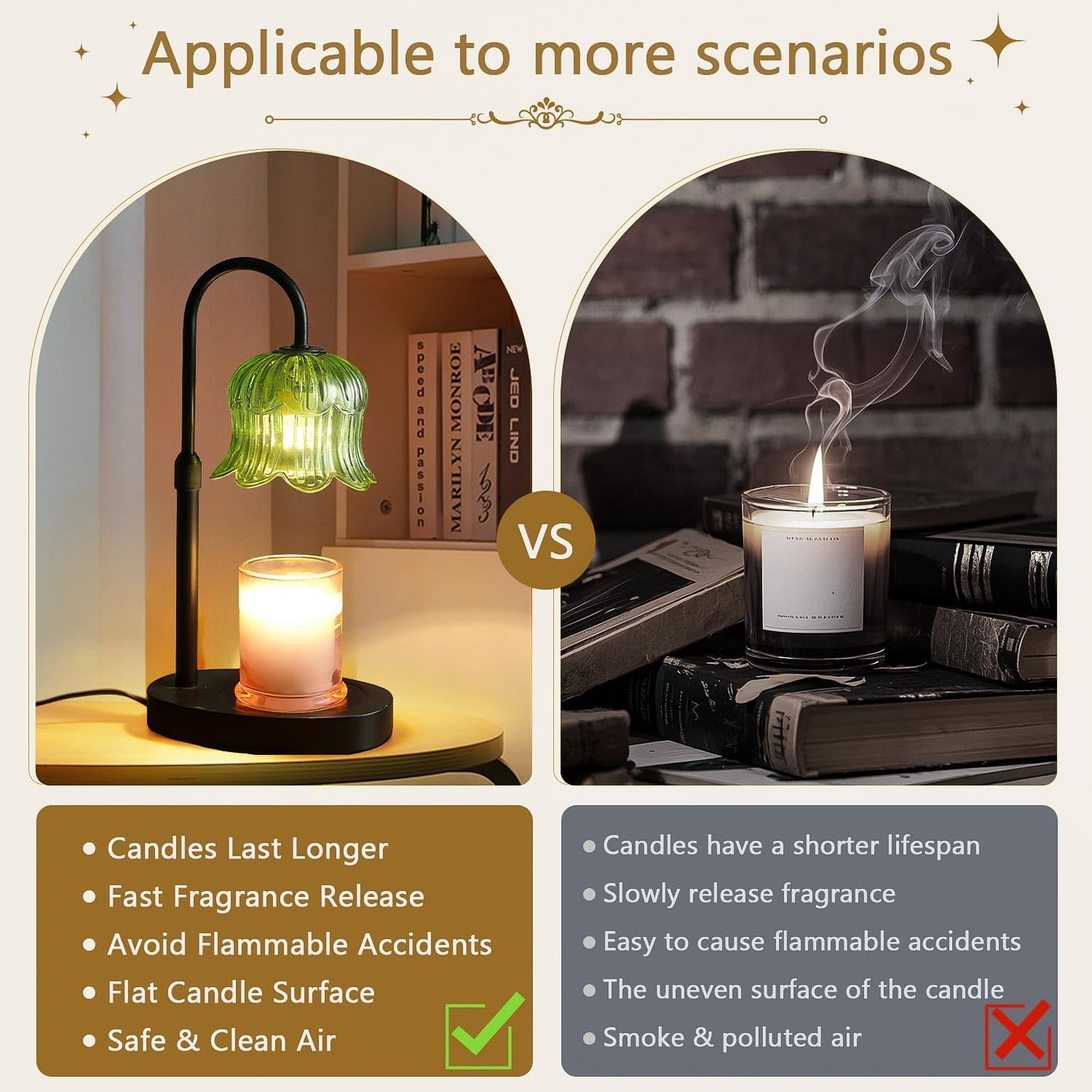 CRMILL Candle Warmer Lamp Electric Timer - Candles Warming Light Height Adjustable Dimmable Warmers Flower Lamps No Flame Heat Warm Melt Wax Jar Modern Home Decor Table Lights for Home Living Bedroom