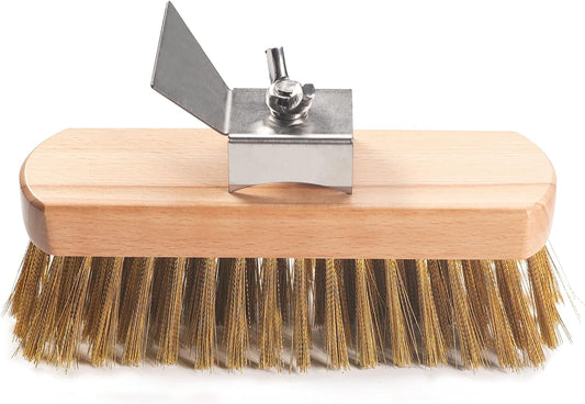 Pizza Oven Brush 7 Inch Brass Bristles Replacement Brush Head and Scraper