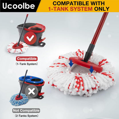 Spin Mop Replacement Head for O Cedar 2 Tank RinseClean, 4 Microfiber mop Refill, 1 Scrub Brush, 1 Mop Stick, 1 Mops Base, Deep Cleaning, 30" to 58" Mop Handle Replacement