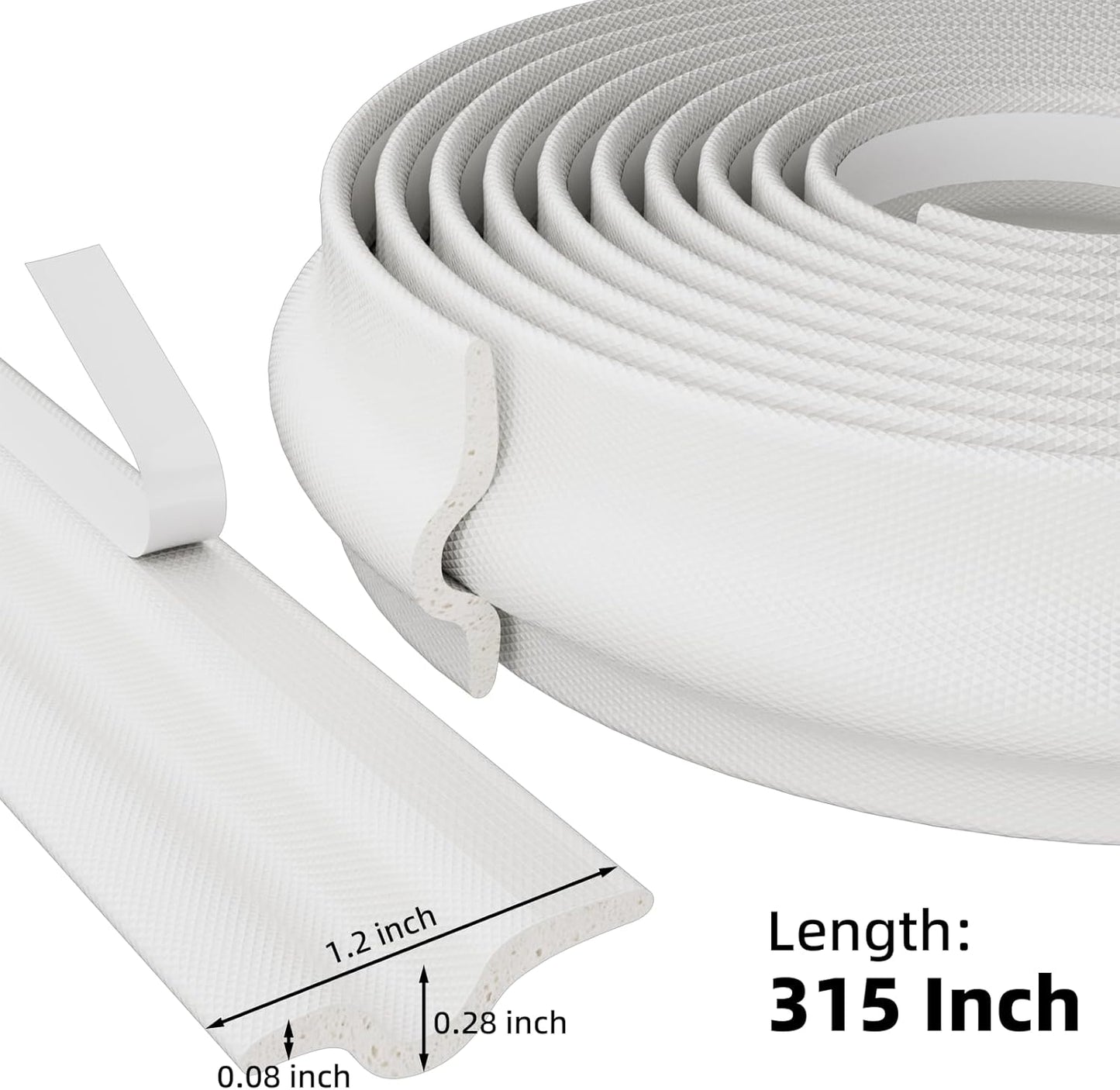 315 Inch T Shape Window Weather Stripping Door Seal Strip,Self Adhesive Window Insulation Foam Weather Strip,Soundproofing Draft Stopper for Doors Bottom and Side Gap Blocker(White)