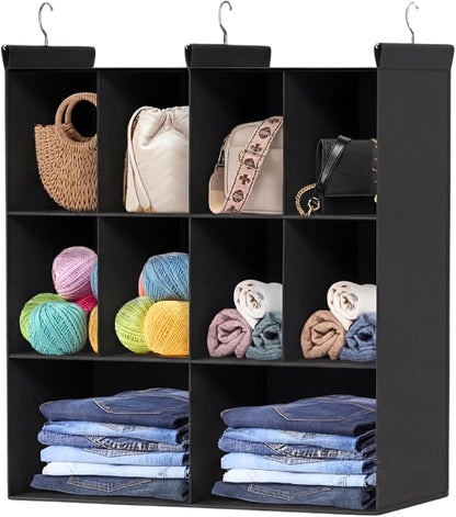 Ofiray-home 6 Tier Hanging Closet Organizer, 16 Compartments Sweater Organizer for Closet with 3 Sturdy Hooks, Closet Organizers and Storage, Wardrobe, Rv, Garment Rack, Grey