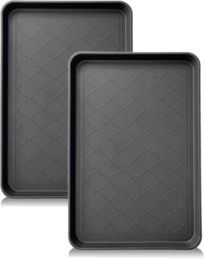 PetLike Boot Tray for Entryway Indoor, Pet Food Mat, 23 x 15.5 inch 2 Packs, Waterproof Rubber Shoe Tray for Indoor and Outdoor, Multi-Purpose Trays for Boots, Shoes, Pets, Garden