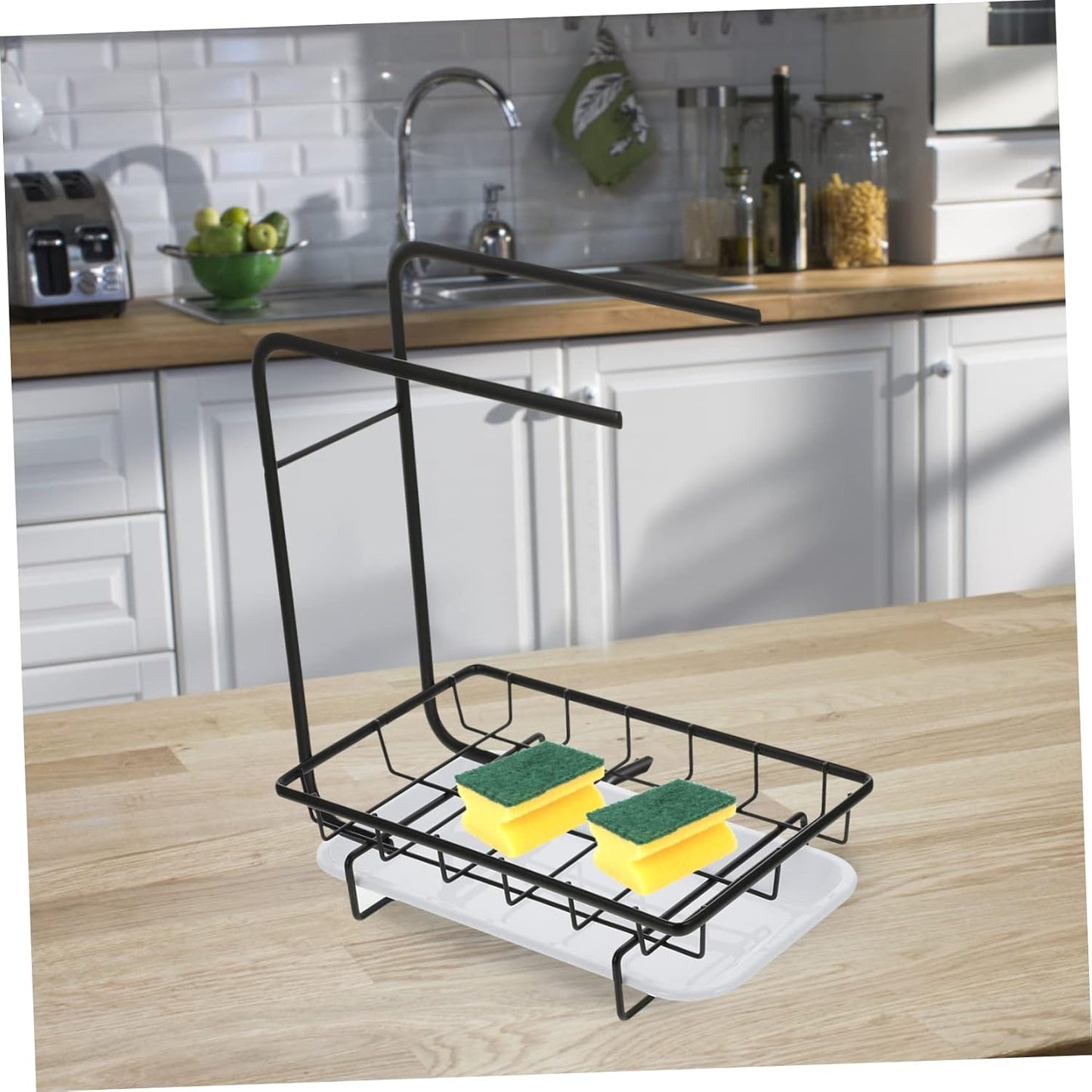 SHOWERORO 1pc Kitchen Sponge Rack Dual Purpose Desktop and Wall Mounted Design for Dishcloths and Cleaning Brushes Premium and Keeps Rags Dry and Organized