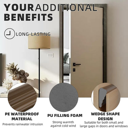 118 Inch Wedge-Shape Weather Stripping Door Seal,Windows and Doors Insulation for Winter,Self Adhesive Insulation Tape for Exterior Front Door,Noise Cancelling,Draft Seal Blocker,White
