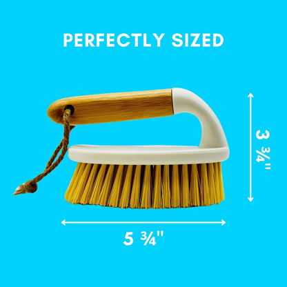 Laundry Brush with Eco-Friendly Bamboo Handle by Foxtail Collective Bundle with Microfiber Cloth Stain Remover Towel & 10 Cleaning Hacks, Multipurpose Stain Remover Cleaning Scrub Brush for Clothes