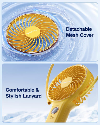 SWEETFULL Handheld Portable Fan, 5000mAh Rechargeable Battery, 6 Speed Wind, LED Digital Display, Foldable Electric Personal Mini Travel Fan with Backup Power, Summer Essentials Gifts for Women Girl