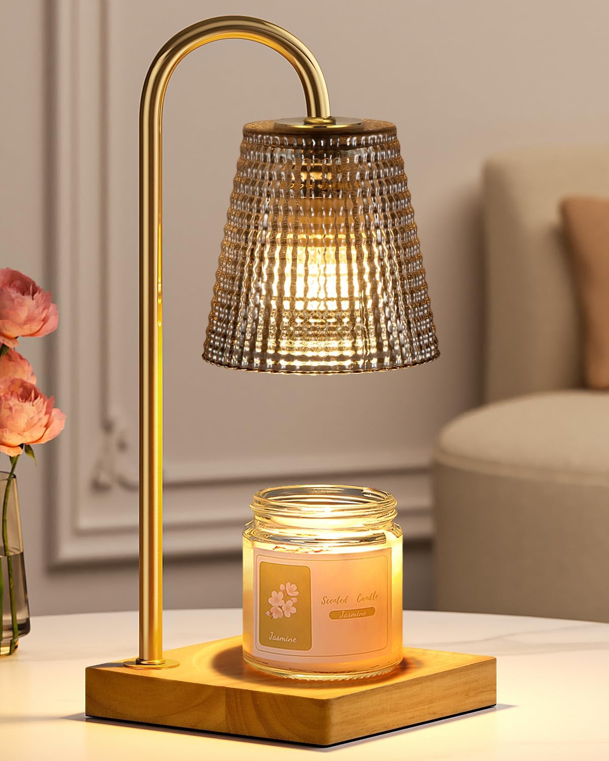 Hong-in Candle Warmer Lamp with Timer-Dimmable Adjustable Height Candle Lamp Warmer, Birthday Gifts for Women Mom Her, Housewarming Office Home Decor,Wax Warmer for Scented Wax Jar Candles