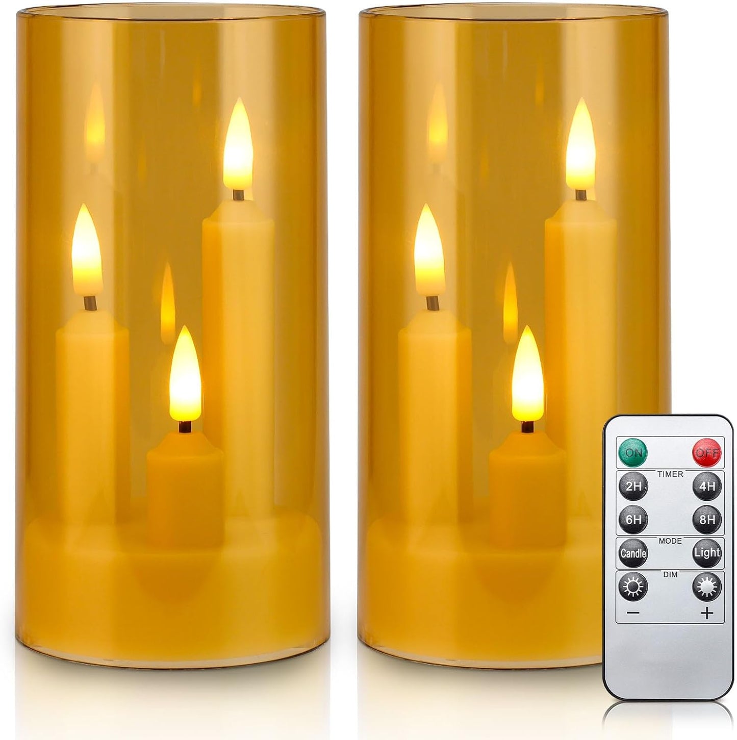 Set of 24 Slim Outdoor LED Candles, Battery Operated Flickering Fake Candles with 10-Key Timers for Patio & Porch Decor, 2.2 Inch Diameter Waterproof Resin Pillars for Large Events & Sconces (White)