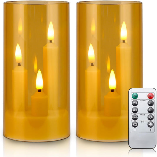 Set of 24 Slim Outdoor LED Candles, Battery Operated Flickering Fake Candles with 10-Key Timers for Patio & Porch Decor, 2.2 Inch Diameter Waterproof Resin Pillars for Large Events & Sconces (White)