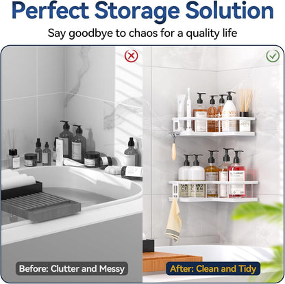 YASONIC Corner Shower Caddy, 5-Pack Adhesive Rustproof Stainless Steel Shower Organizer with Soap Holder, No Drilling Shower Shelf for Inside Shower, Dorm, Renters, Black