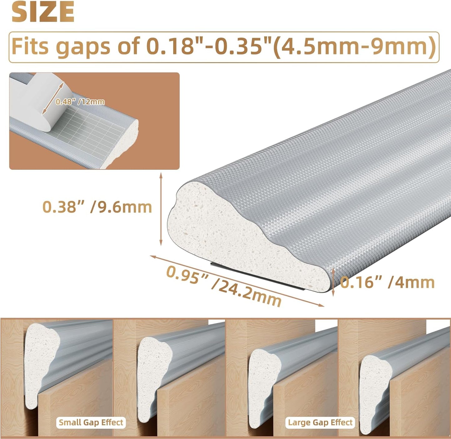 118” Wedge-Shape Foam Window Weather Stripping Door Seal Strip,Soundproofing Frame Winter Insulation Tape for Exterior Front Door,Noise Cancelling Window Inserts,Door Gap Filler Light Blocker,White