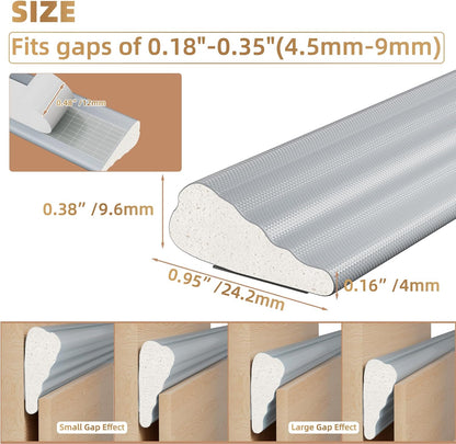 118” Wedge-Shape Foam Window Weather Stripping Door Seal Strip,Soundproofing Frame Winter Insulation Tape for Exterior Front Door,Noise Cancelling Window Inserts,Door Gap Filler Light Blocker,White