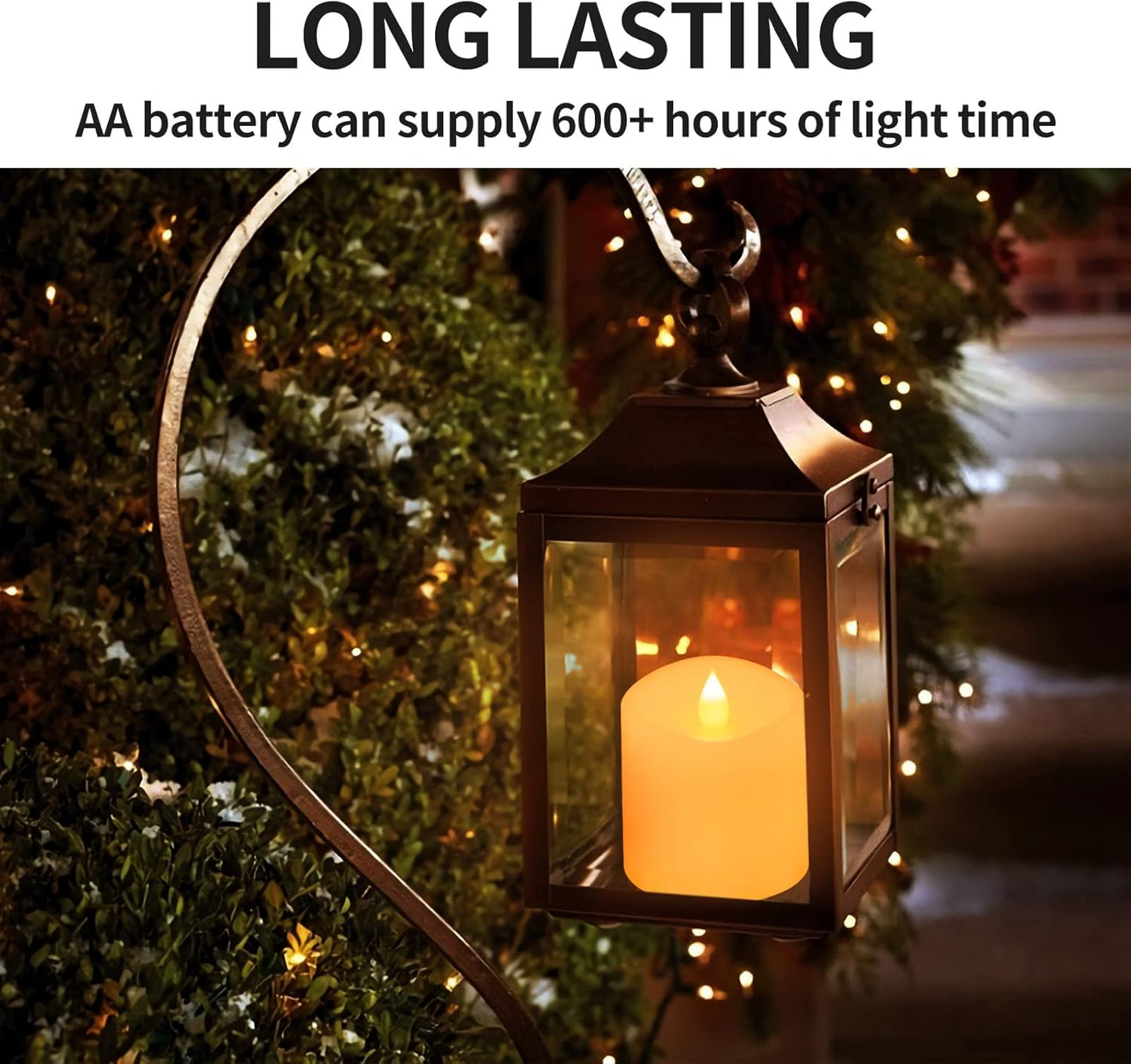 3x3 Flickering Flameless Candles Set of 2, 2AA Battery Life 600 Hours Battery Candles Flickering with Timer,3 inch Flameless Candles with Remote for Indoor/Outdoor, Ivory