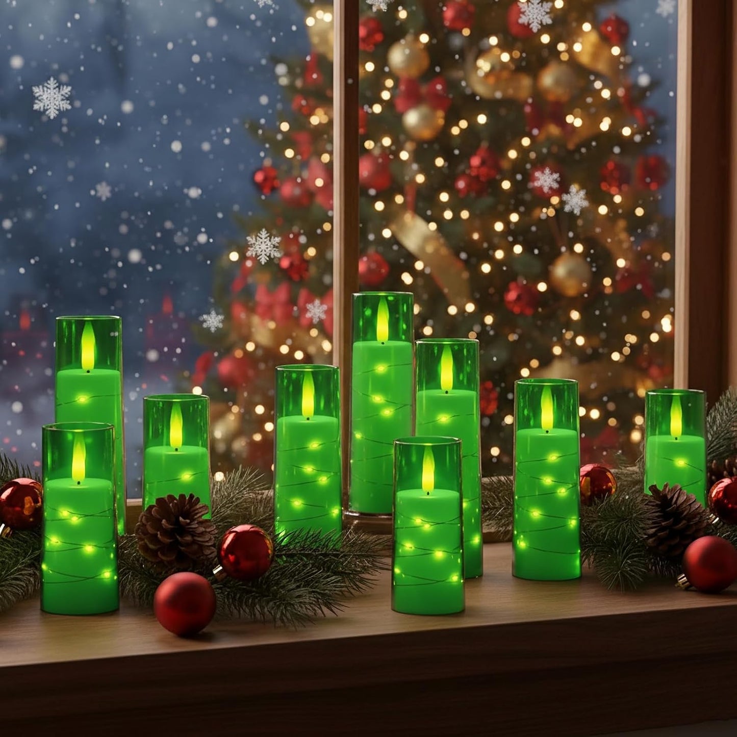 Raycare Flameless Candle with Remote Timer, 3 Flickering Acrylic Battery Operated LED Pillar Candles with Embedded Star String for Christmas, Wedding, Home Table Decor, and as a Gift (Ivory White)