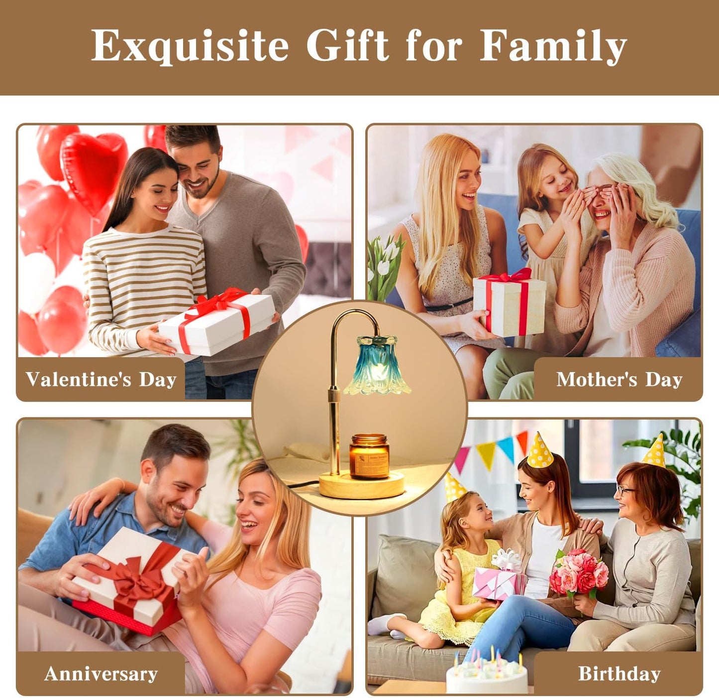 Fragrance Candle Warmer Lamp with 2 Bulbs Electric Candle Warmer with Timer & Dimmer for Home Decor