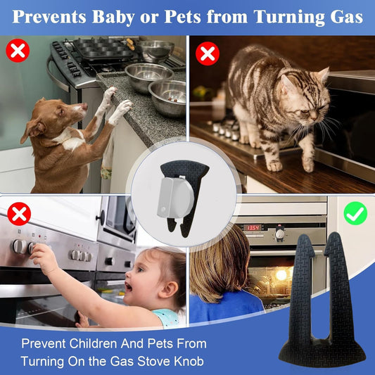 5 Pack Gas Stove Knob Locks for Toddler Safety, Silicone Childproof Oven Knob Locks,Stove Knob Safety Covers,Heat Resistant Stove Safety Locks for Kids & Pets, Prevent Accidental Touch, Black
