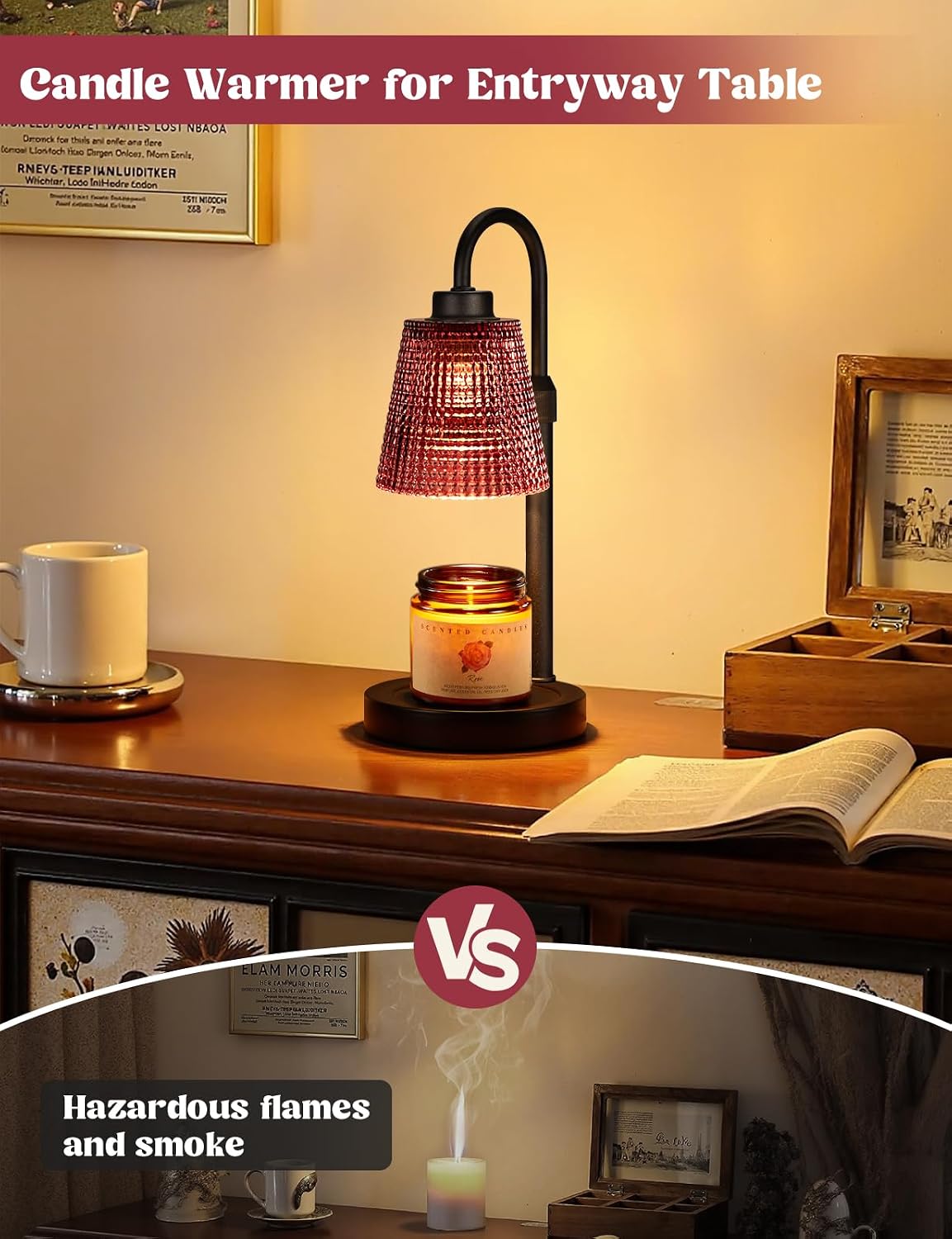 Innqoo Candle Warmer Lamp with Timer, Dimmable Candle Warmer for Jar Candles, Height Adjustable Wax Melts Warmer, Birthday Gifts for Women Mom, House Warming Gifts New Home Decor