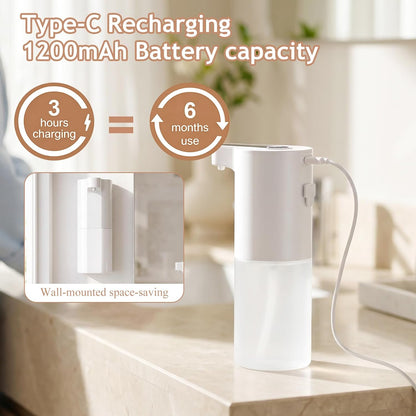 Automatic Soap Dispenser Touchless, Liquid & Foaming Soap Dispensers, USB Rechargeable Smart Hand Soap Dispenser, 3-Level Adjustable, 12.2oz/360ml (Gel Version and Foam Version)