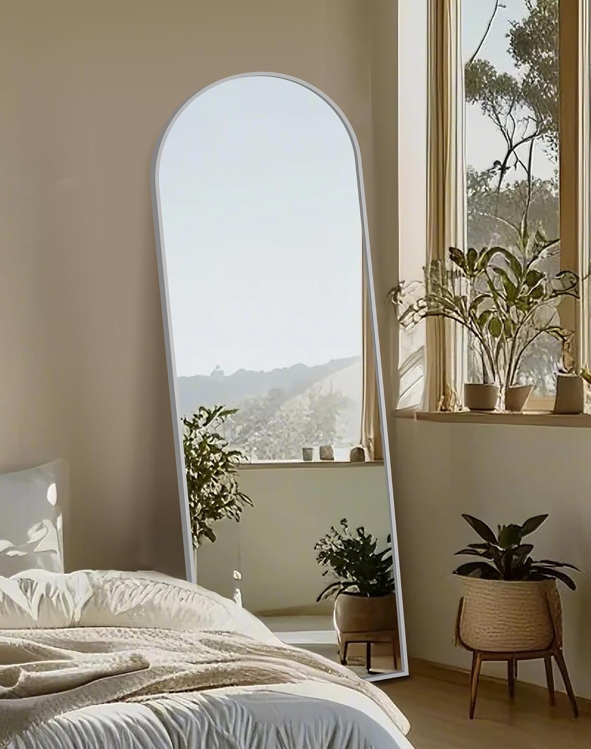Delma Arched Mirror Full Length,Standing Mirror Full Body,Large Floor with Stand for Wall Entryway Door Bedroom Bathroom Living Room