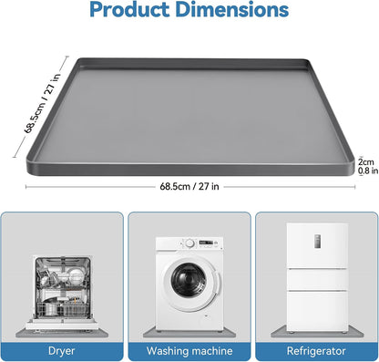 Washing Machine Drain Pan– Duty Waterproof Washing Machine Tray with Raised Edge, Washer Tray for Floor Protection, Topper Protector Mat for Washers & Dryers (Black, 27''x27''-1pcs)