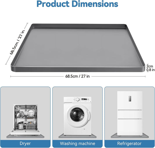 Washing Machine Drain Pan– Duty Waterproof Washing Machine Tray with Raised Edge, Washer Tray for Floor Protection, Topper Protector Mat for Washers & Dryers (Black, 27''x27''-1pcs)