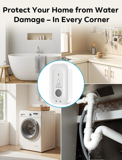 MAXCIO Water Leak Detectors 5 Pack, 110dB Adjustable Smart Water Sensor, Leak and Drip Alert, IP66 Waterproof for Basement, Bathroom, and Kitchen