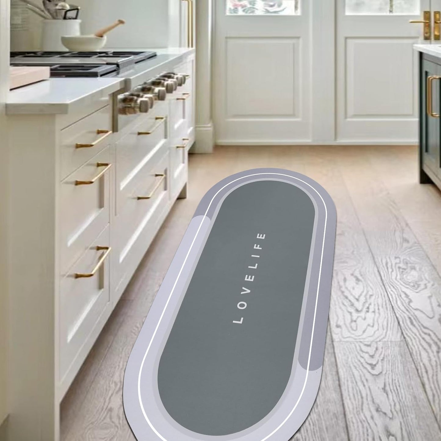 Rubber Bath mats Quick-Drying Non-Slip Bathroom mat Super Absorbent Bath mat Instant Dry Bath mat, Bathroom Rug in Front of The Kitchen Sink, Shower Room, Bathtub, Oval(Grey+16.9x26.7in)