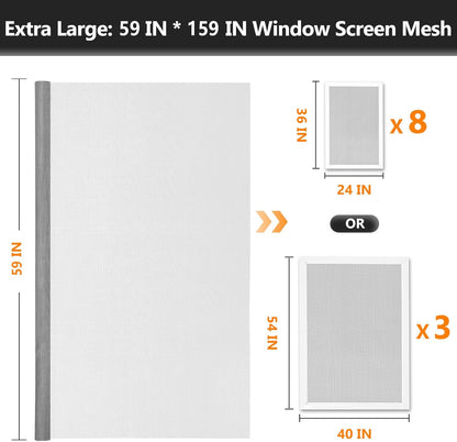 Secopad Window Screen Door Repair Kit, 48" x 177" Screen Door Mesh Replacement Kit, Durable Fiberglass Mesh Roll with Tools for Windows Doors Patio and Porch Replacement, Black