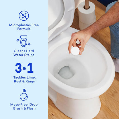 BLUELAND Toilet Bowl Cleaner Tablets, 14 Count (Pack of 2), Peppermint Eucalyptus, Plastic-Free, No Harsh Chemicals, Plant-Based, Septic-Safe, Removes Lime, Rust, Hard Water and Toilet Ring Stains