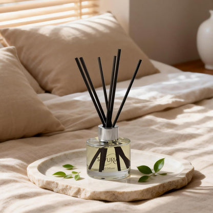 Reed Diffuser Set,Bamboo White Tea Scented Oil Diffuser with 12 Reed Sticks,3.38 fl.oz(100ml x2),Long-Lasting Home Fragrance for Living Room,Bedroom,Bathroom