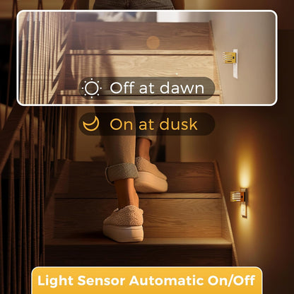 L LOHAS LED Motion Sensor Night Lights, [2 Pack] Dimmable Night Light Plug into Wall with Dusk-to-Dawn Sensor, Adjustable Brightness, 3000K Plug in Nightlight for Bedroom Bathroom Hallway (Black)