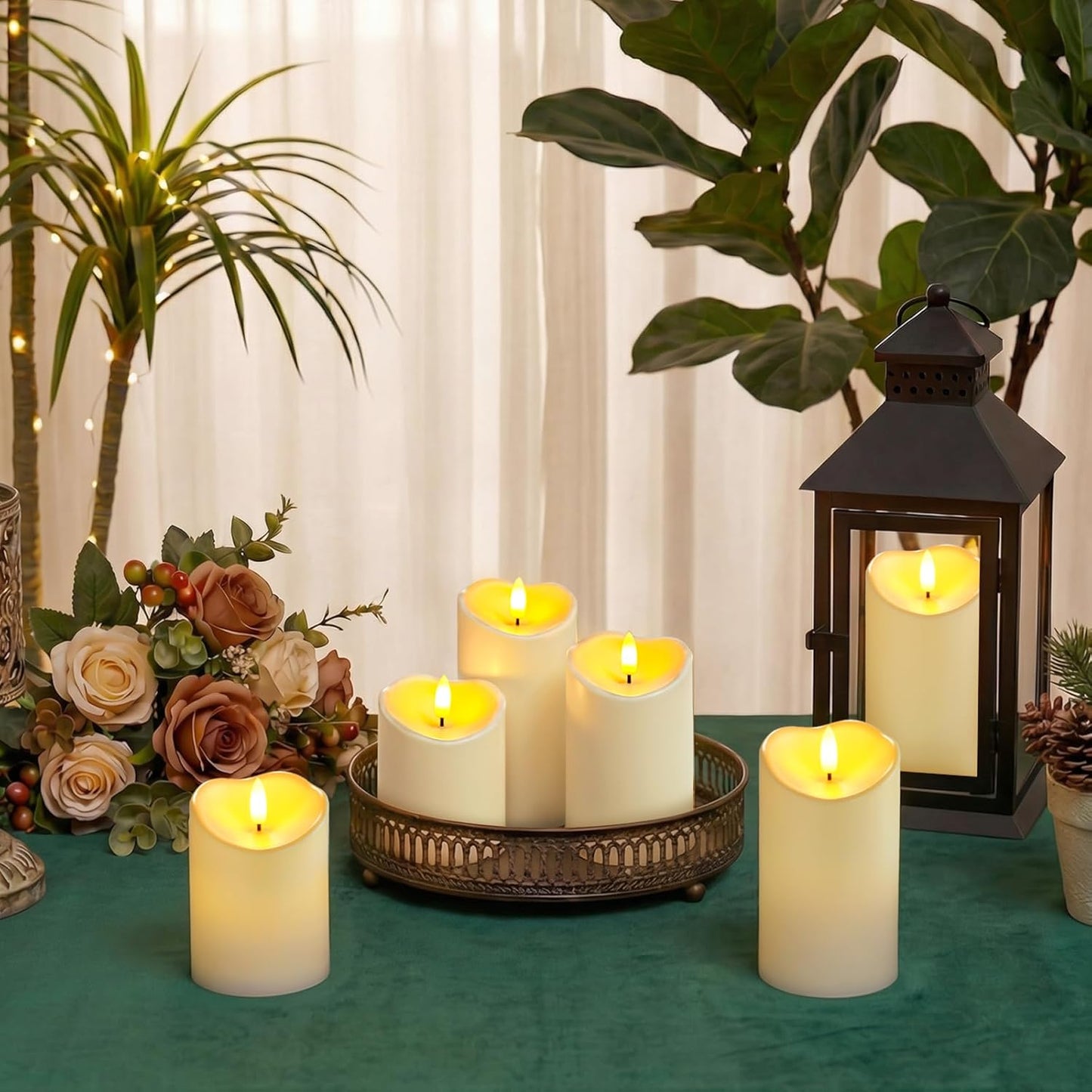 Homemory Dripping Wax Flameless Candles, Battery Operated Candles with Remote Control and Timers, LED Pillar Candles, Electric Fake Candles, 3" x 6", Set of 2
