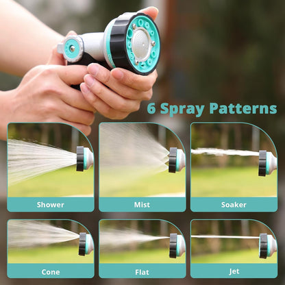 QUOBAS Garden Hose Nozzle Sprayer, Heavy Duty Metal Water Garden Nozzle | Brass Nozzle with Thumb Control, 3 Watering Patterns, Jet Hose Sprayer for Car Wash, Driveway, Patio Cleaning & Garden